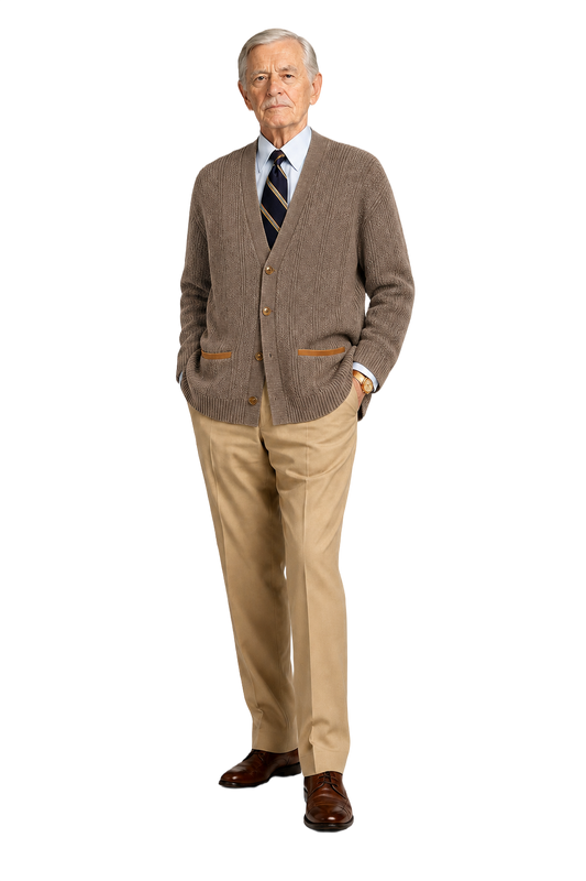 1960s Beige Wool Blend Cardigan - Model