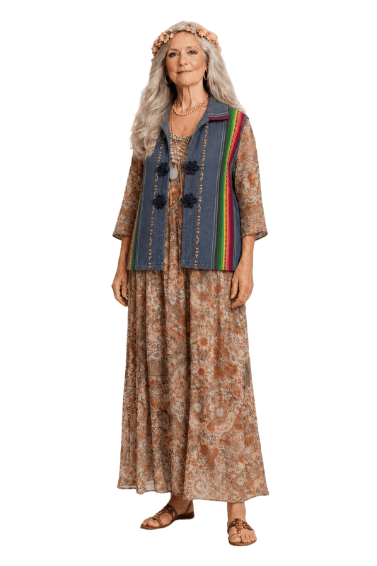 1970s Blue Cotton Vest - Model