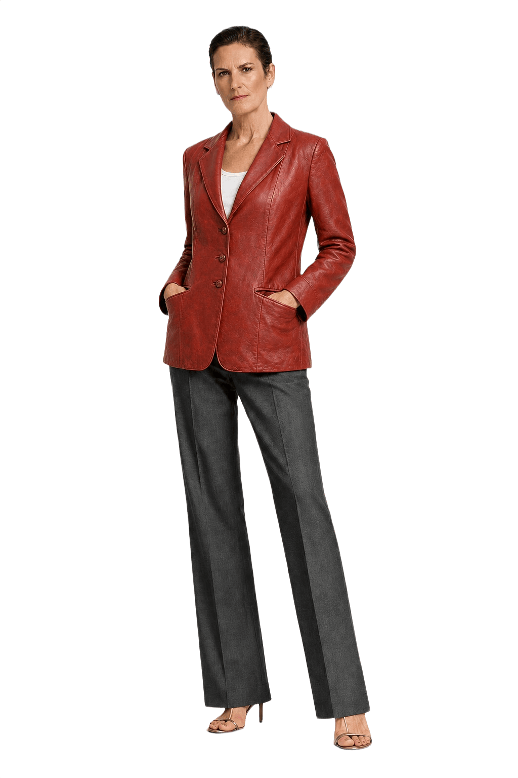 1990s Deep Burgundy Leather Jacket - Model