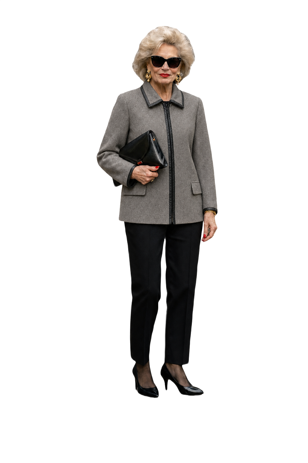 1980s Grey Wool Blend Jacket - Model
