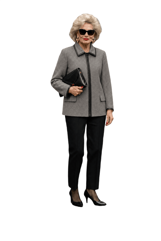 1980s Grey Wool Blend Jacket - Model