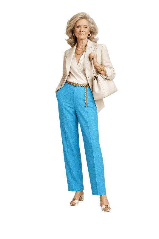 1970s Bright Blue Cotton Pants - Model
