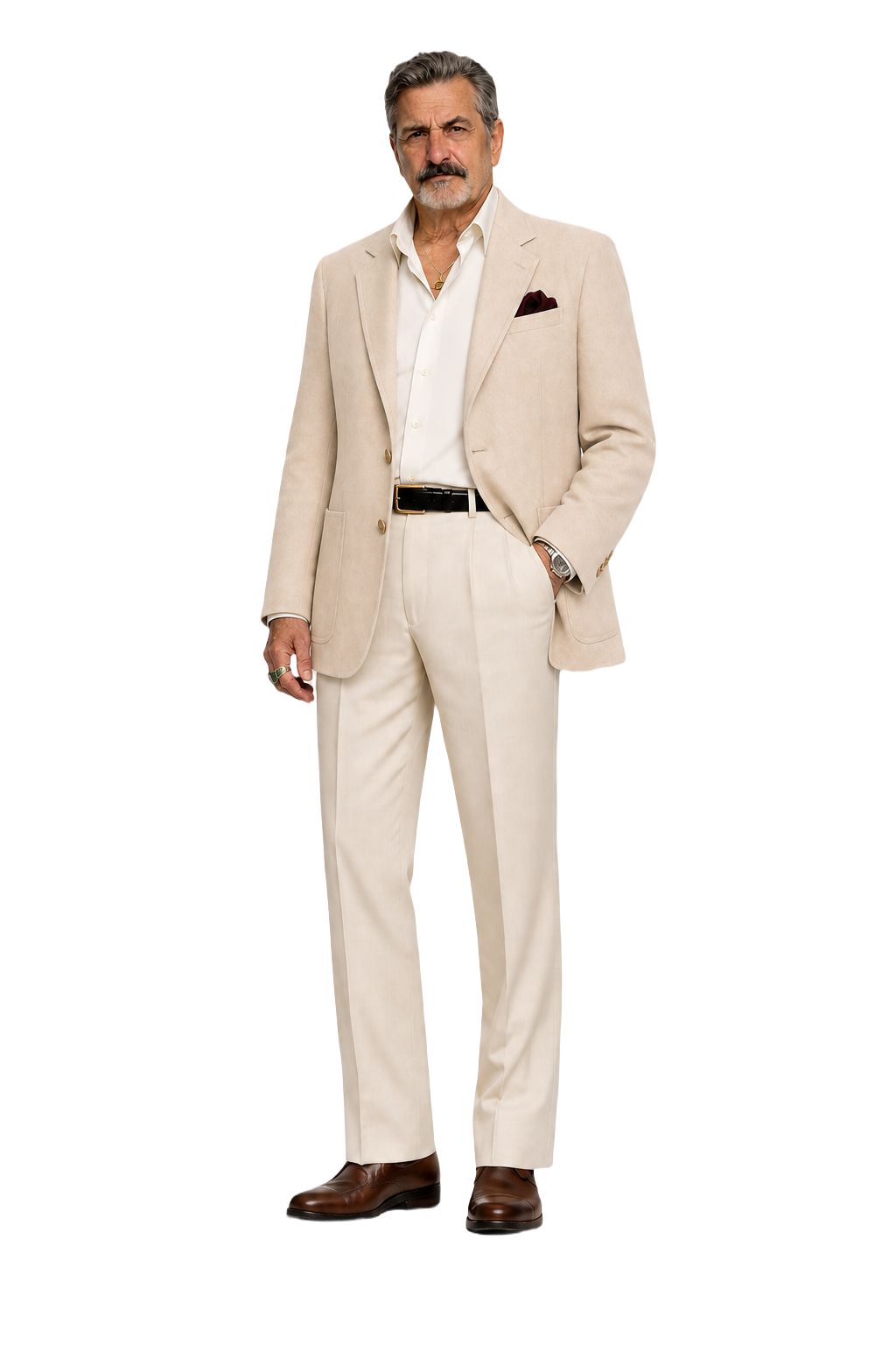 1980s Cream Wool Blend Blazer - Model