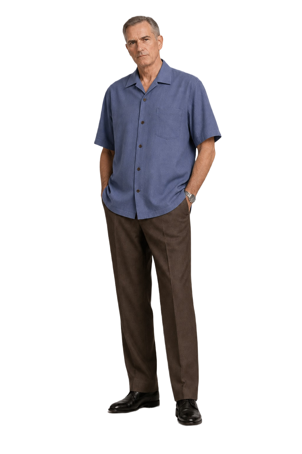 1990s Light Blue Cotton Shirt - Model