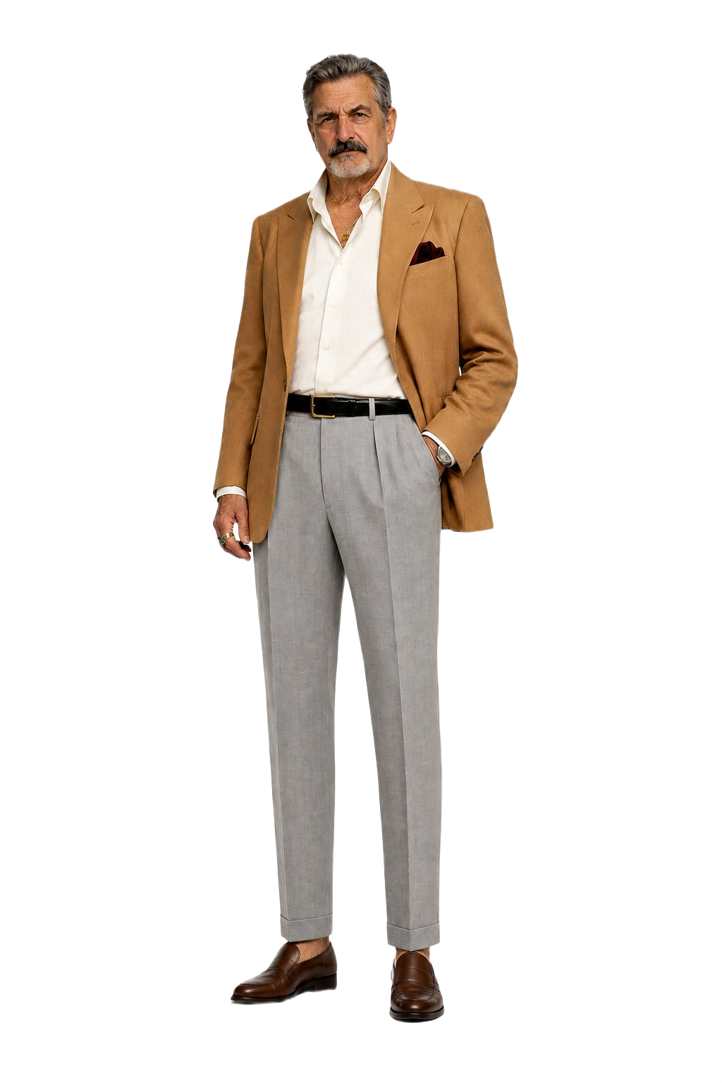 1980s Light Gray Wool Blend Trousers - Model