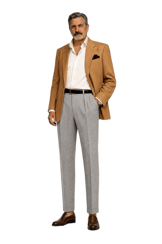 1980s Light Gray Wool Blend Trousers - Model