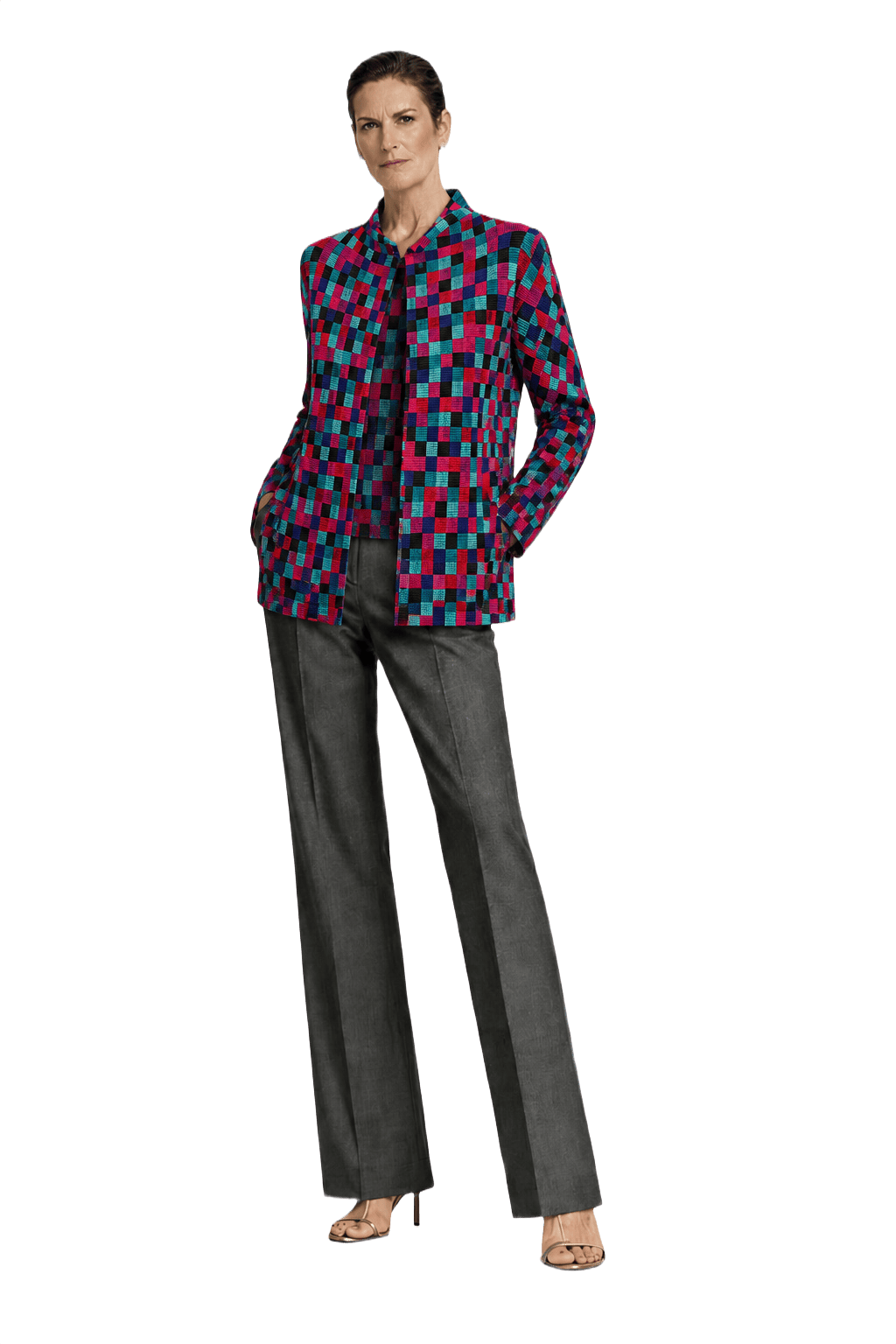 1990s Multicolor Polyester Blouse - Model