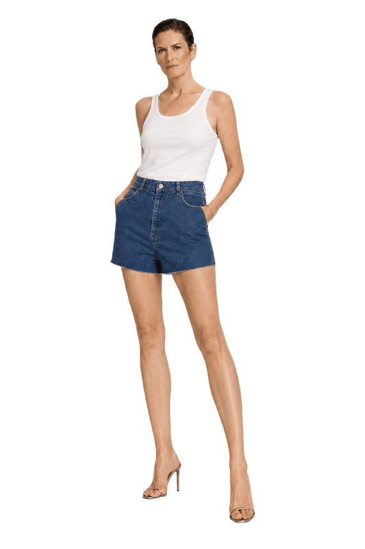 1990s Blue Denim Shorts - Model