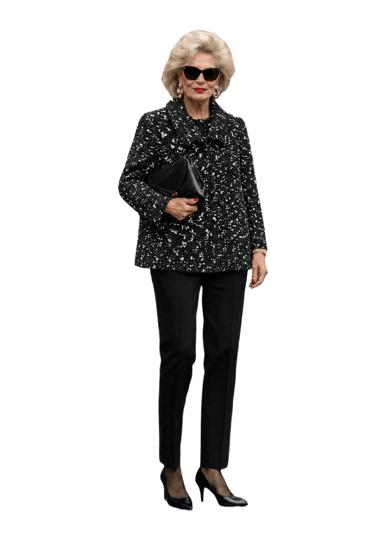 1980s Black Tweed Jacket - Model