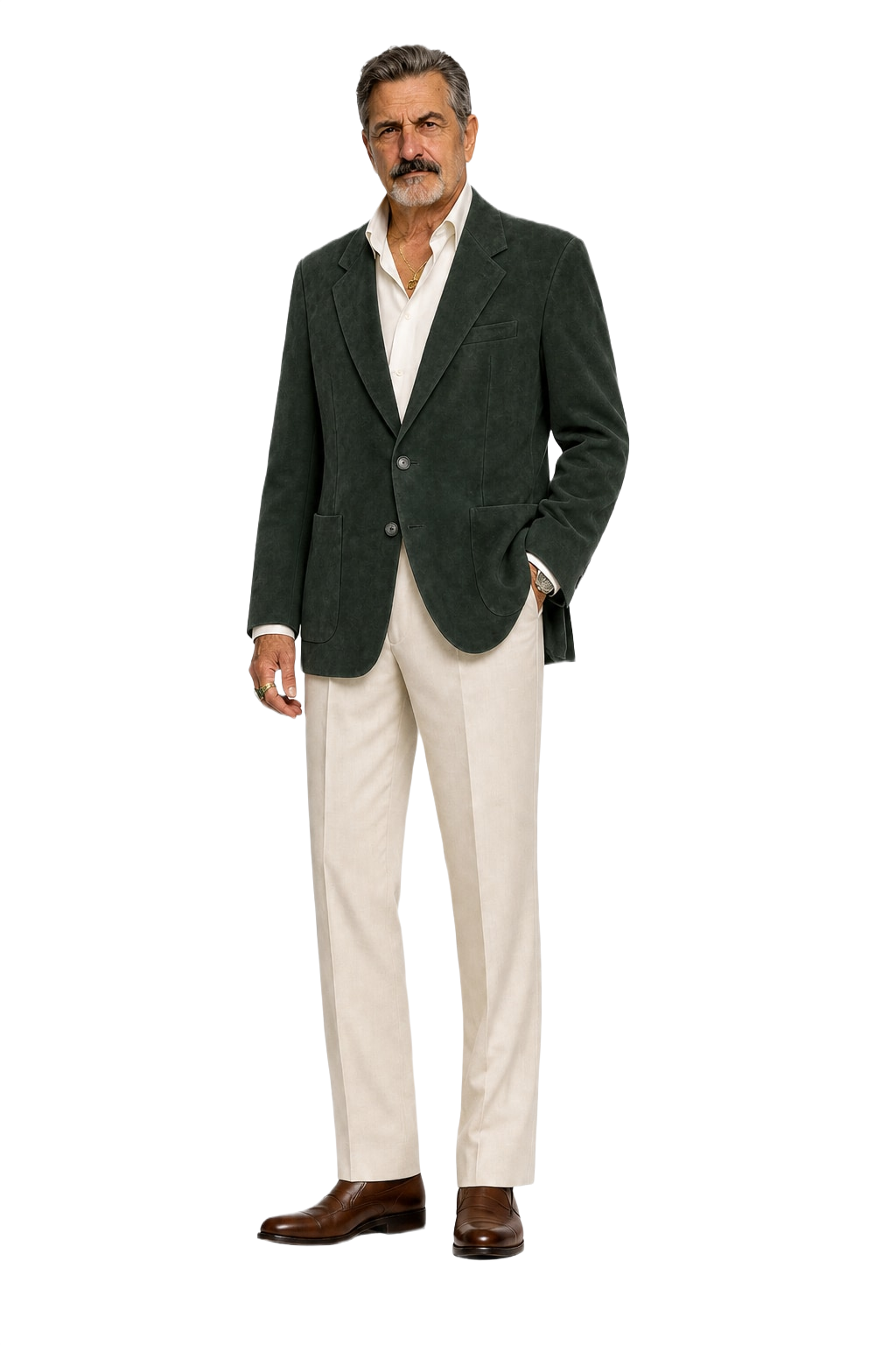 1980s Dark Green Suede Blazer - Model