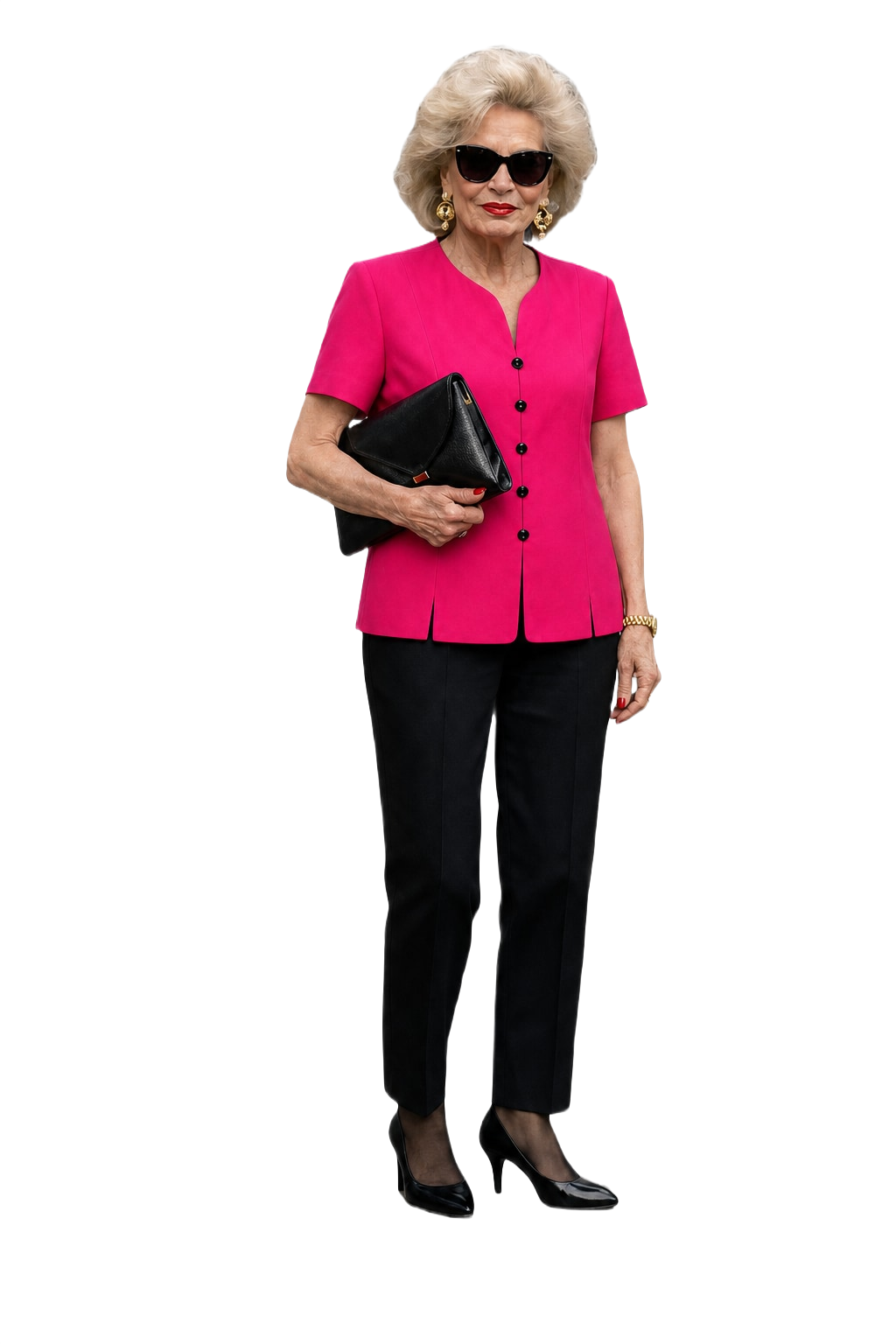 1980s Fuchsia Cotton Blend Blouse - Model