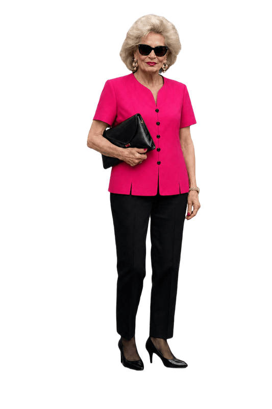 1980s Fuchsia Cotton Blend Blouse - Model