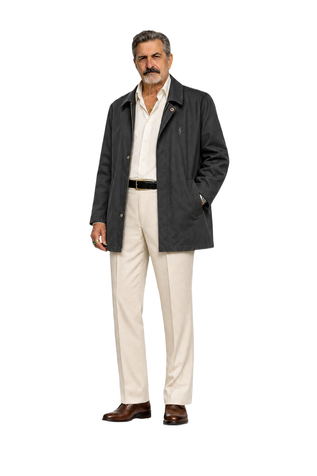 1980s Black Cotton Blend Jacket - Model