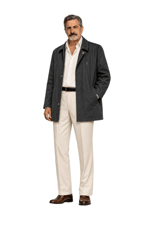 1980s Black Cotton Blend Jacket - Model
