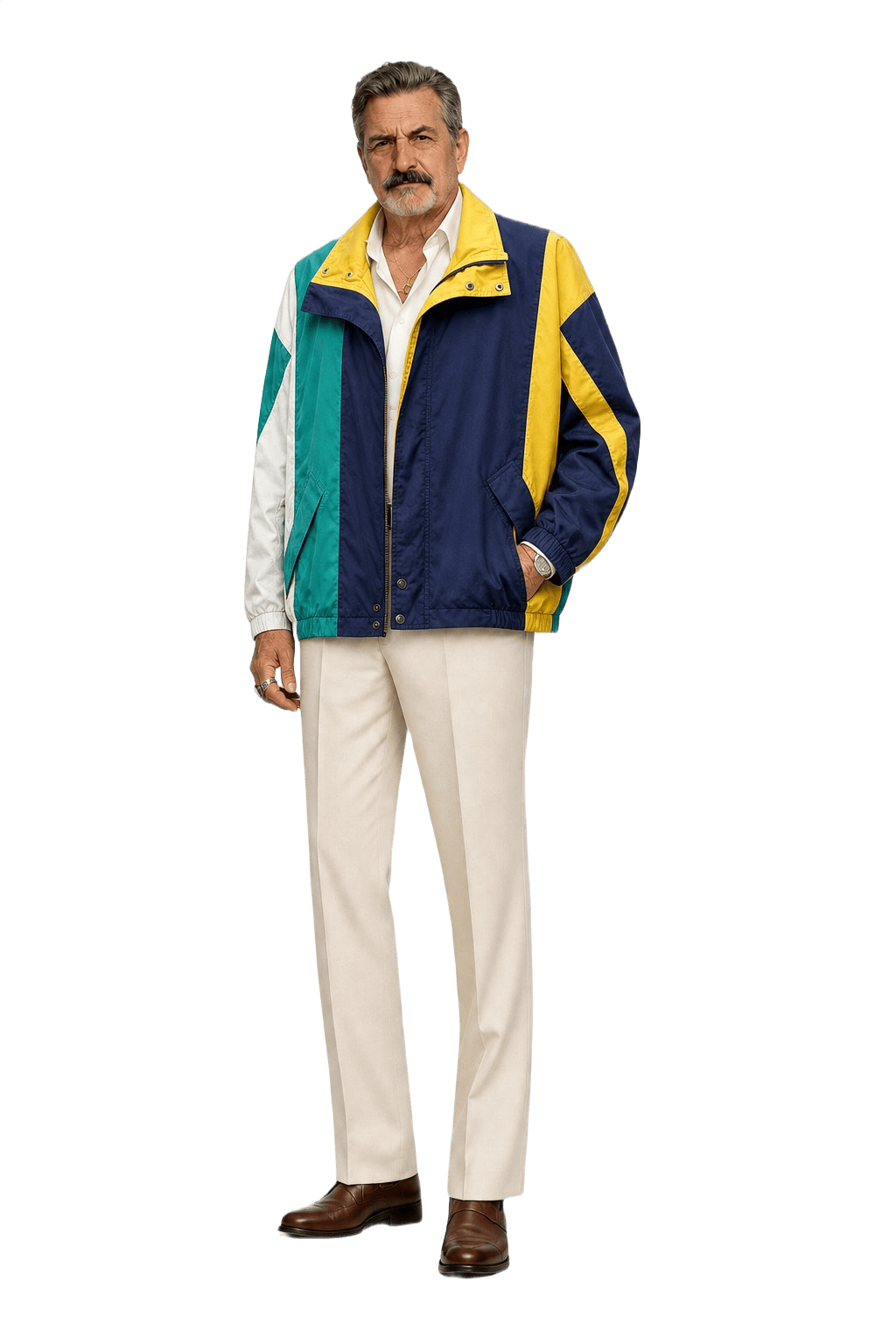 1980s Teal Green Cotton Blend Jacket - Model
