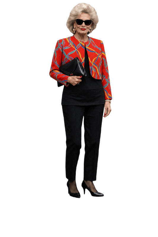 1980s Red Cotton Blend Jacket - Model