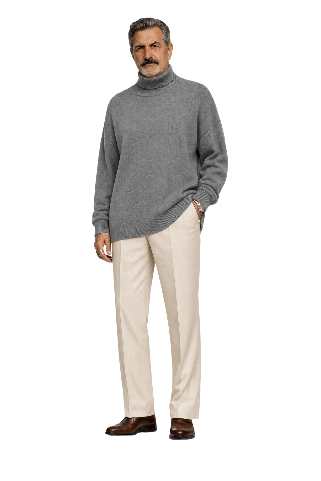 1980s Gray Wool Sweater - Model