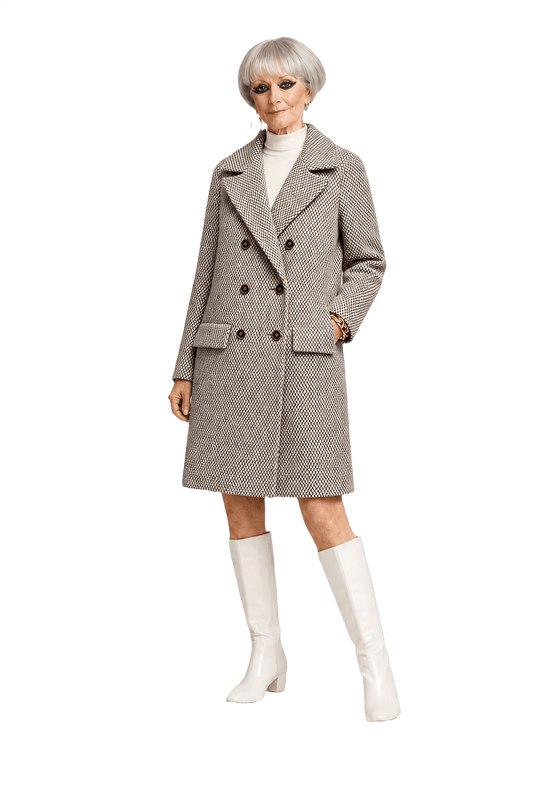 1960s Cream White Cotton Blend Coat - Model