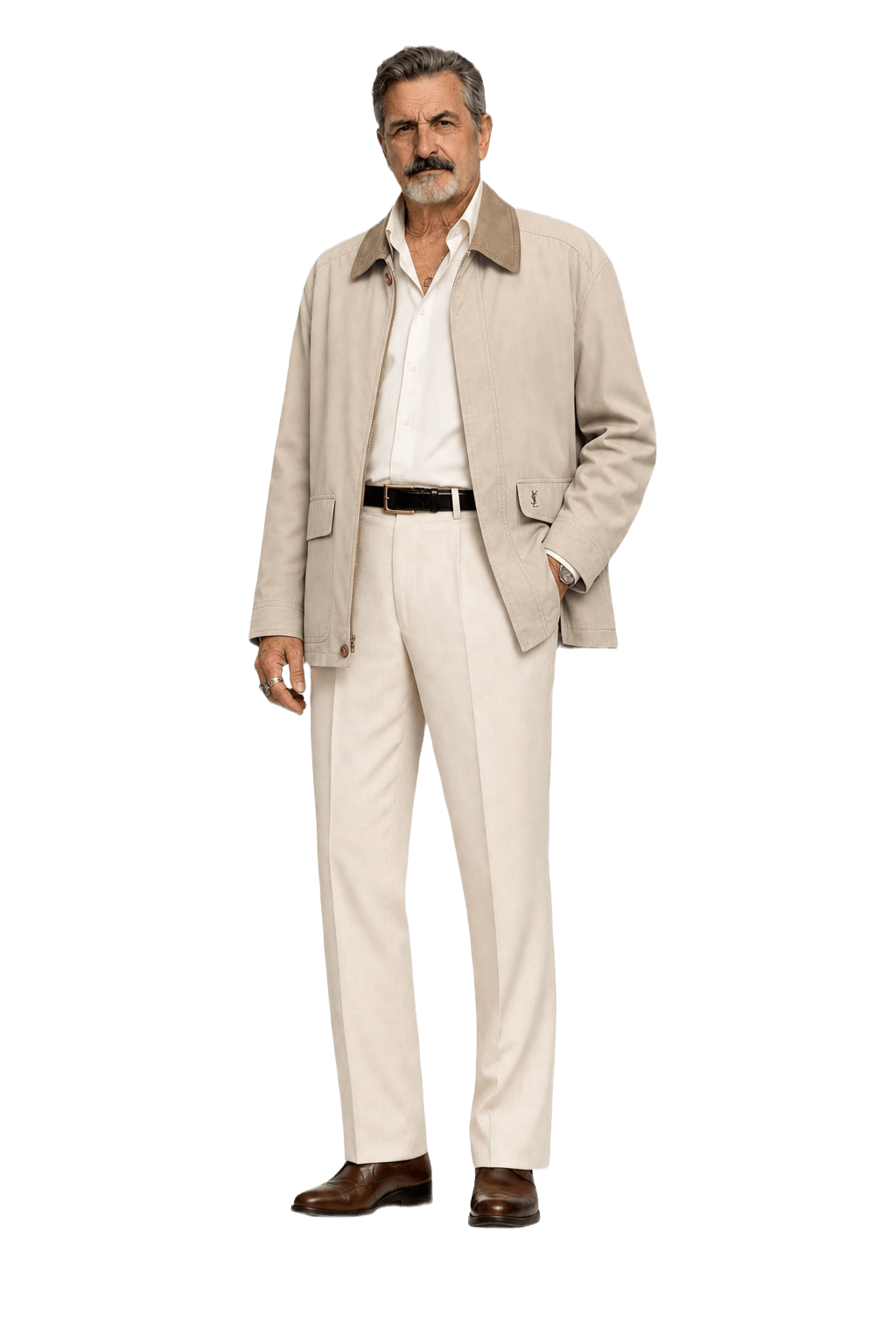 1980s Beige Cotton Jacket - Model