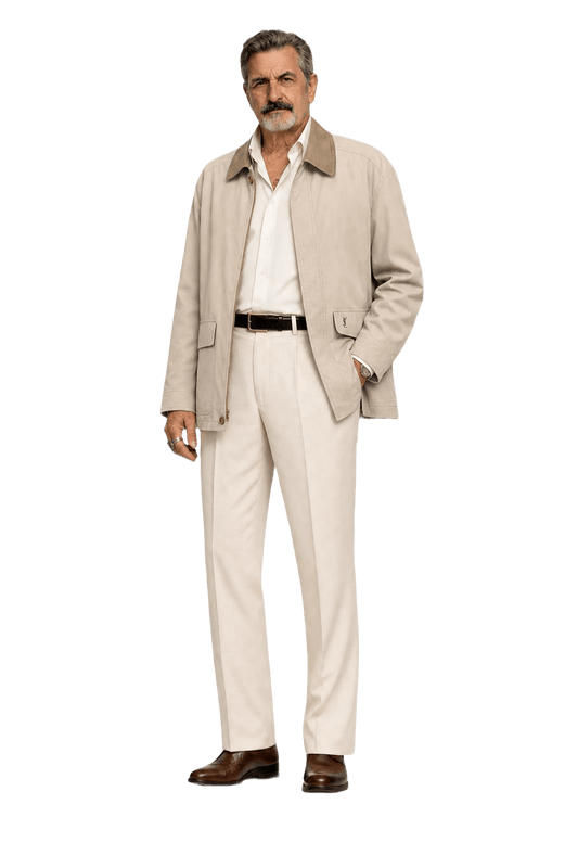 1980s Beige Cotton Jacket - Model