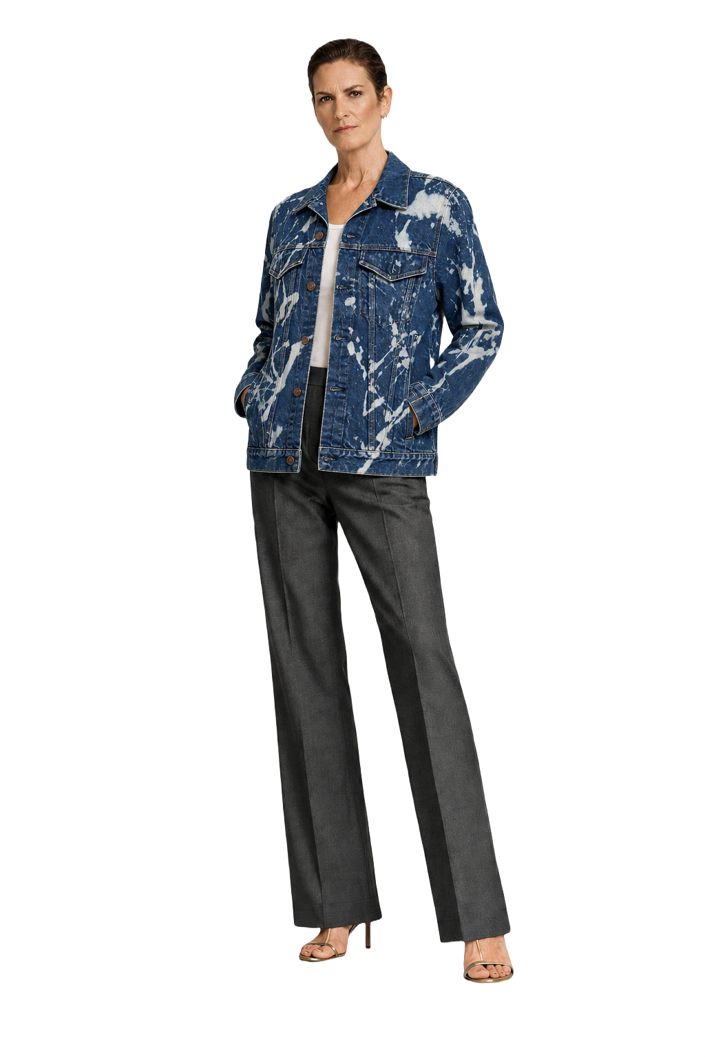 1990s Dark Blue Denim Jacket - Model
