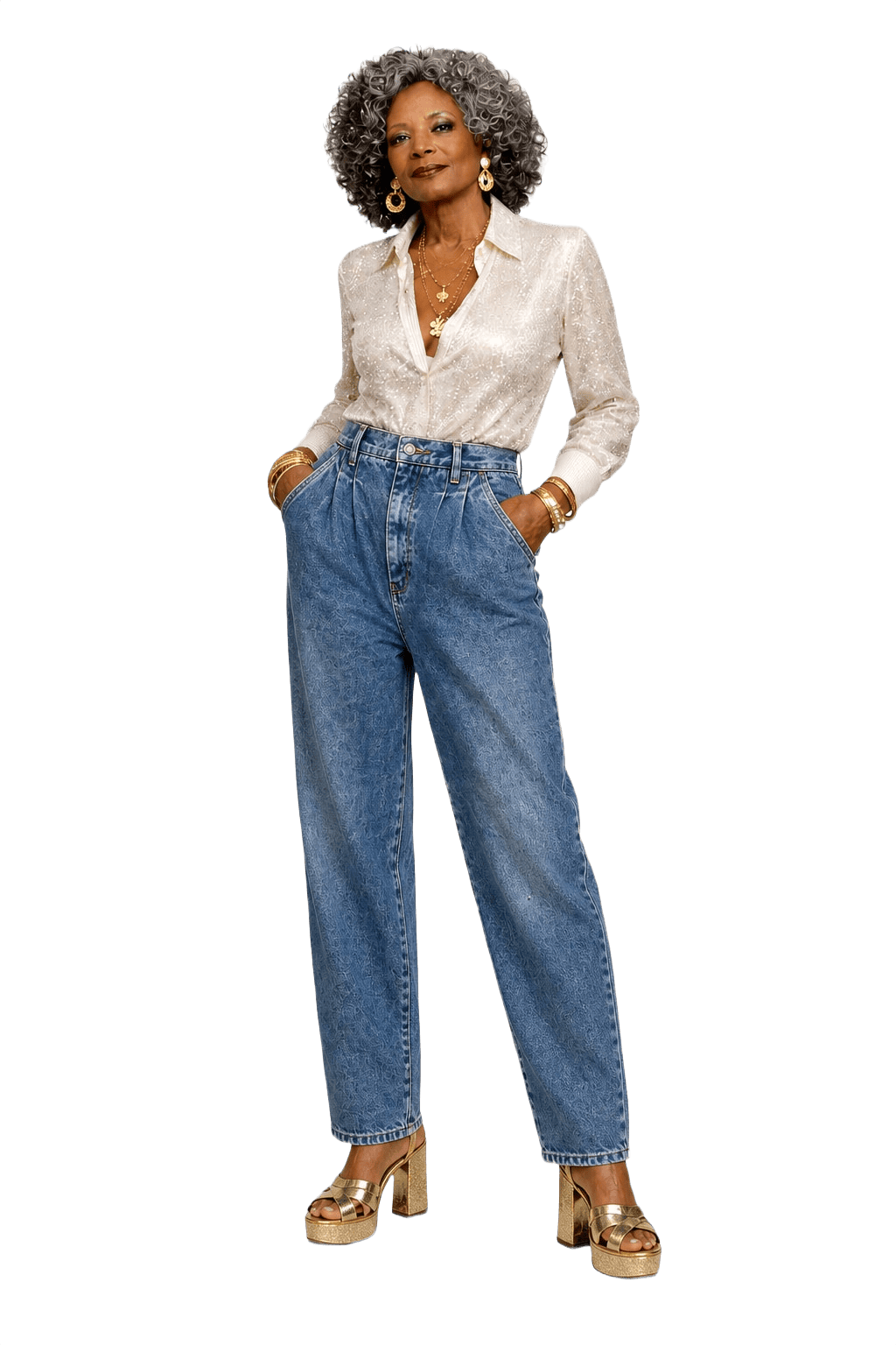 1980s Light Blue Denim Jeans - Model