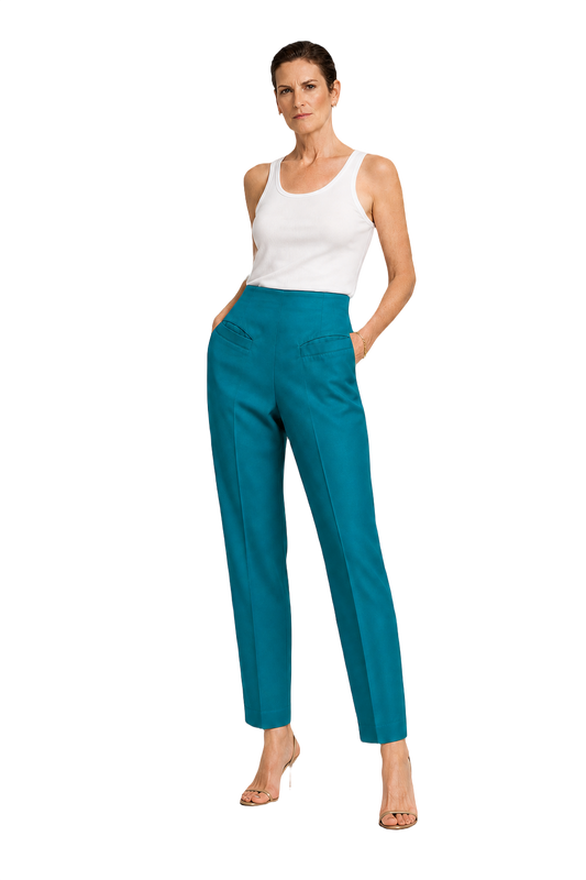 1990s Teal Silk Trousers - Model