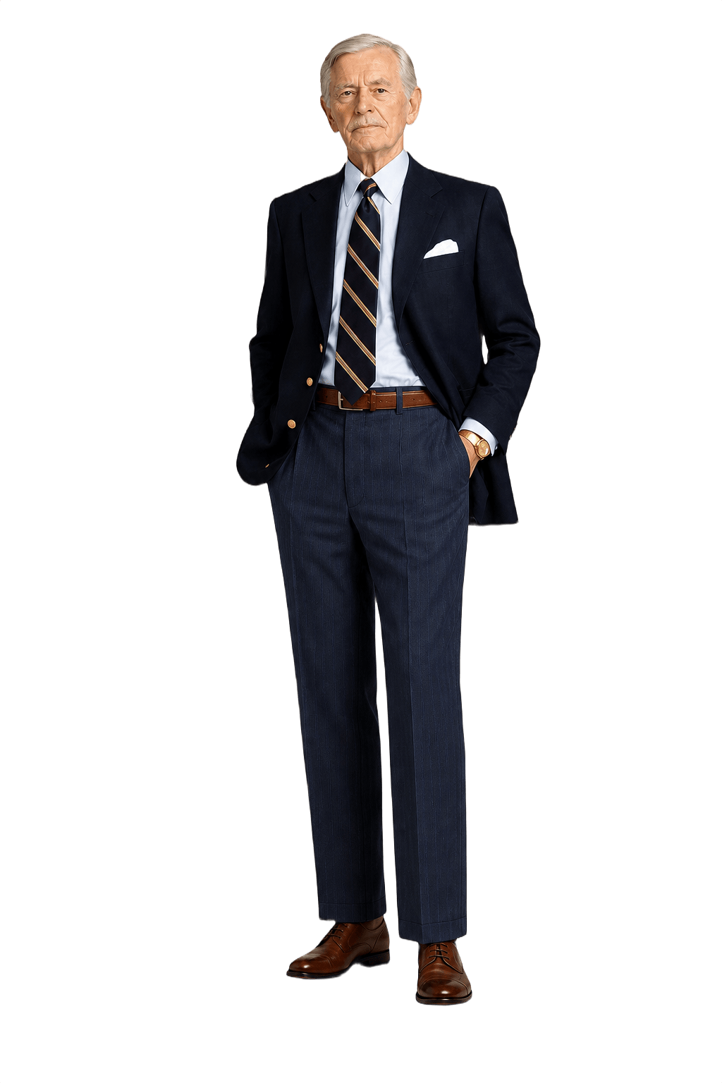 1960s Navy Wool Blend Trousers - Model