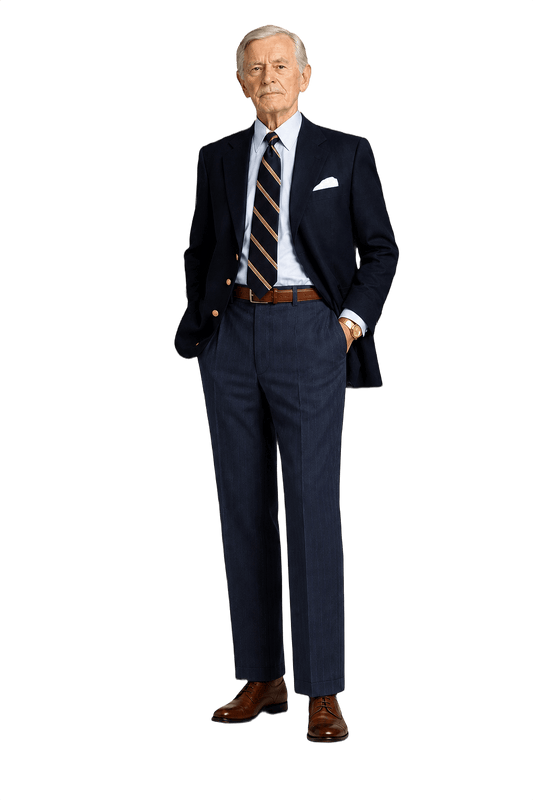 1960s Navy Wool Blend Trousers - Model
