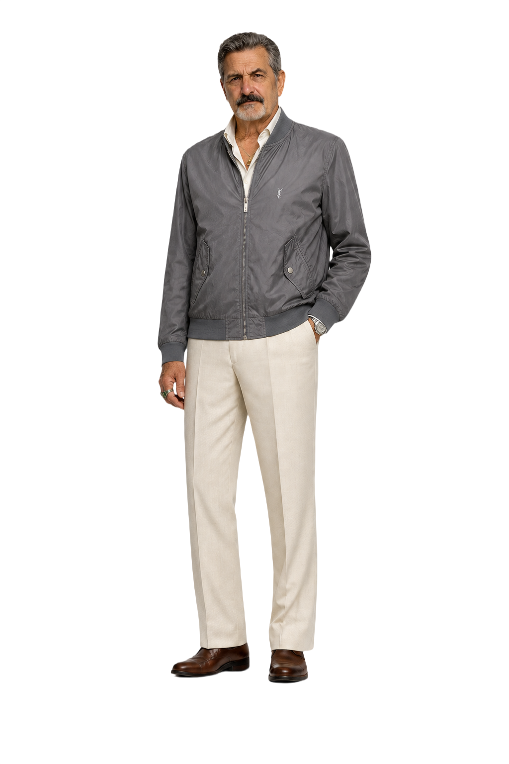 1980s Grey Nylon Jacket - Model