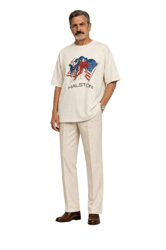 1980s Cream White Cotton T-Shirt - Model