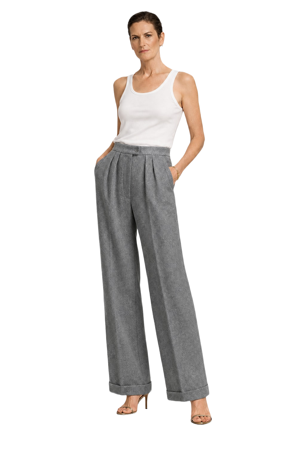 1990s Gray Wool Blend Trousers - Model