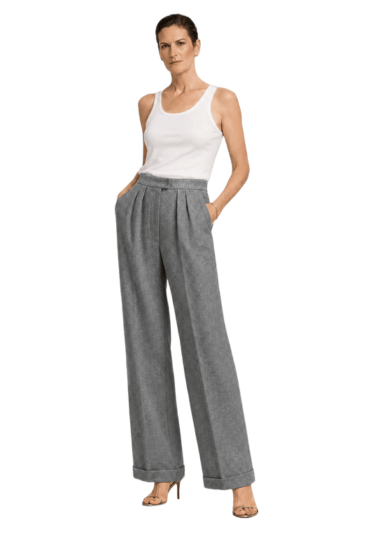 1990s Gray Wool Blend Trousers - Model