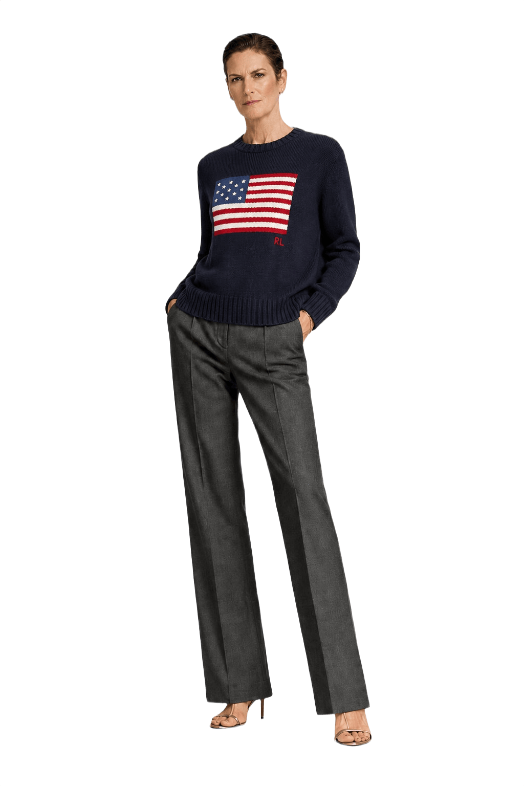 1990s Navy Blue Cotton Sweater - Model