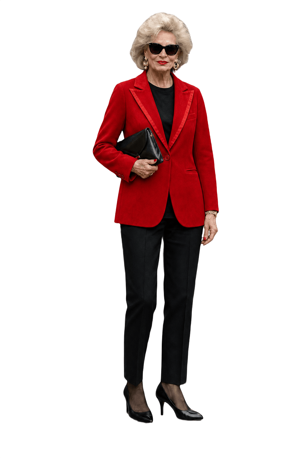 1980s Bright Red Synthetic Blend Blazer - Model