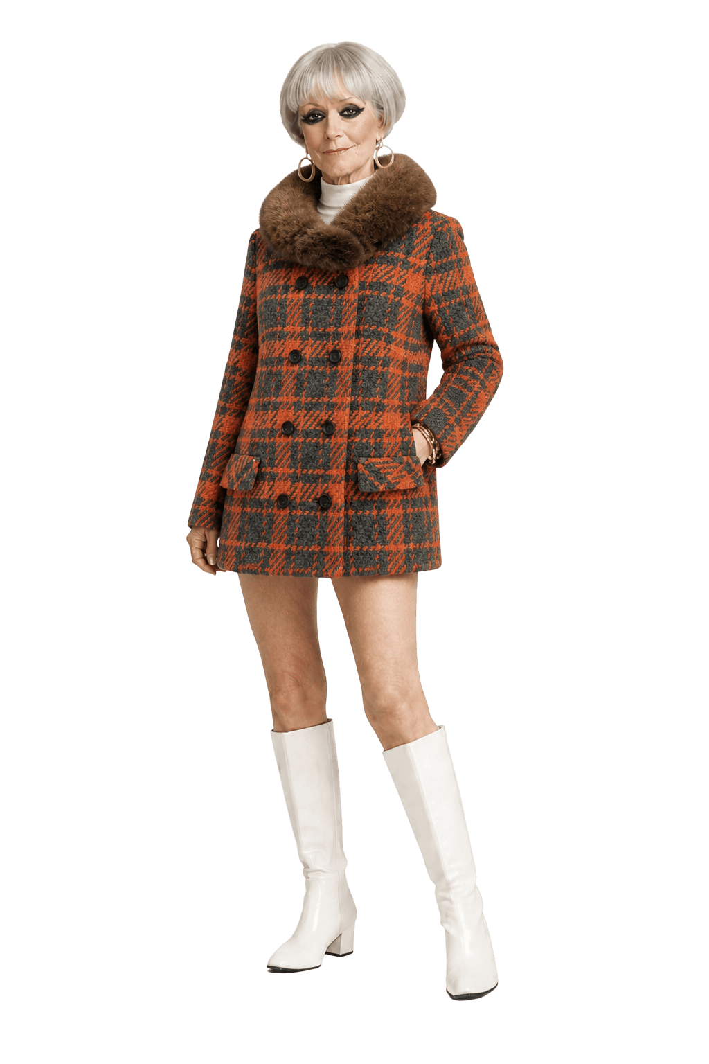 1960s Orange Wool Coat - Model