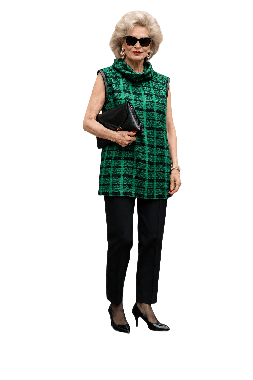 1980s Green Polyester Blend Sleeveless Top - Model
