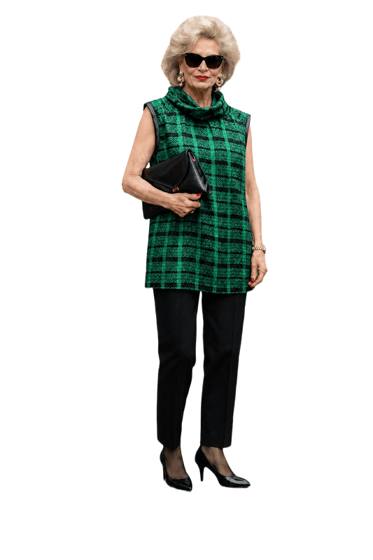 1980s Green Polyester Blend Sleeveless Top - Model