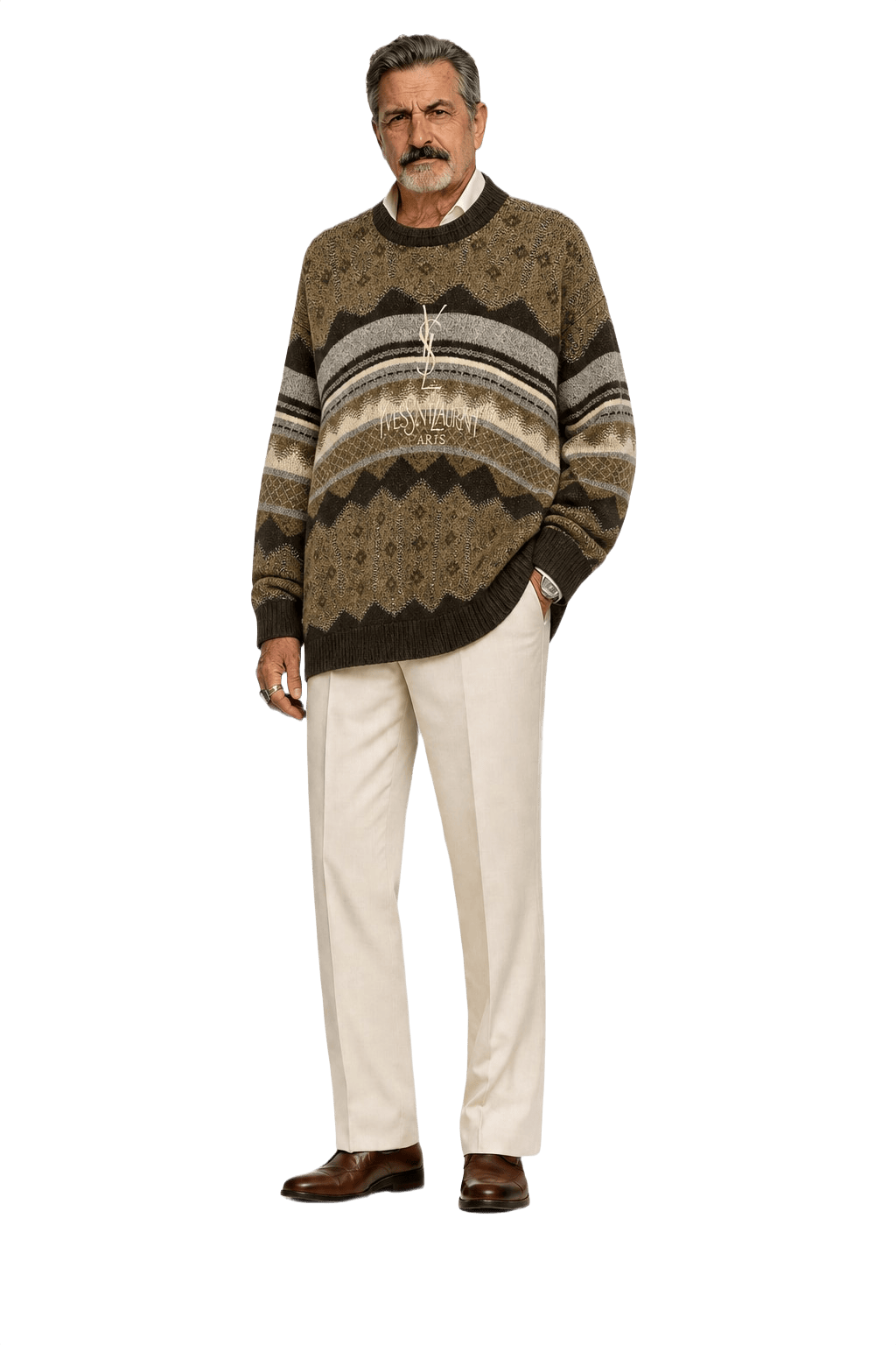 1980s Brown Wool Blend Sweater - Model