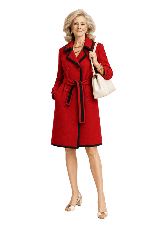 1970s Red Wool Coat - Model