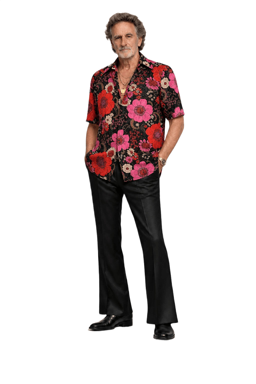 1970s Black Polyester Blend Blouse - Model