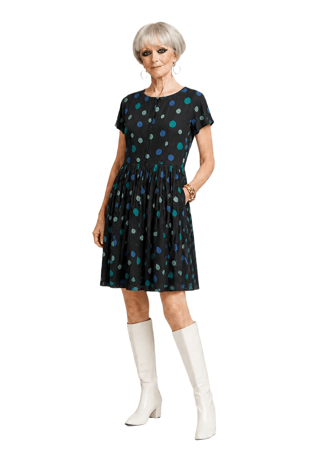 1960s Black Cotton Dress - Model