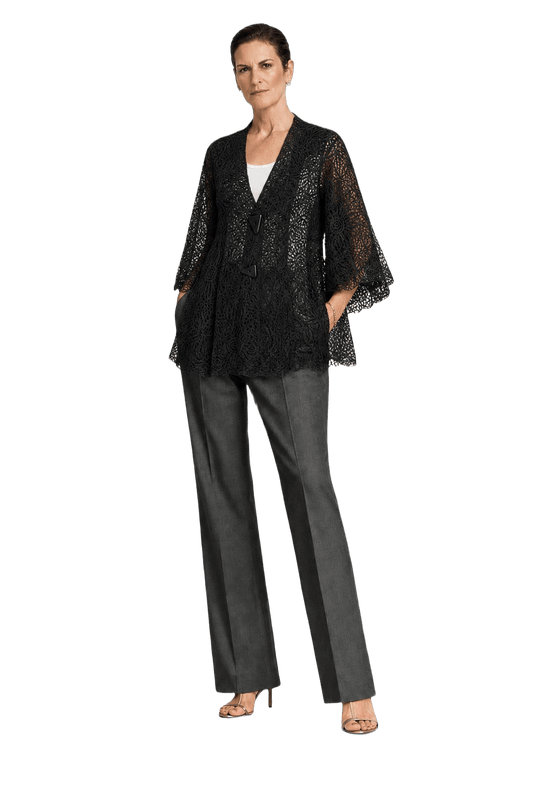 1990s Black Lace Cape - Model