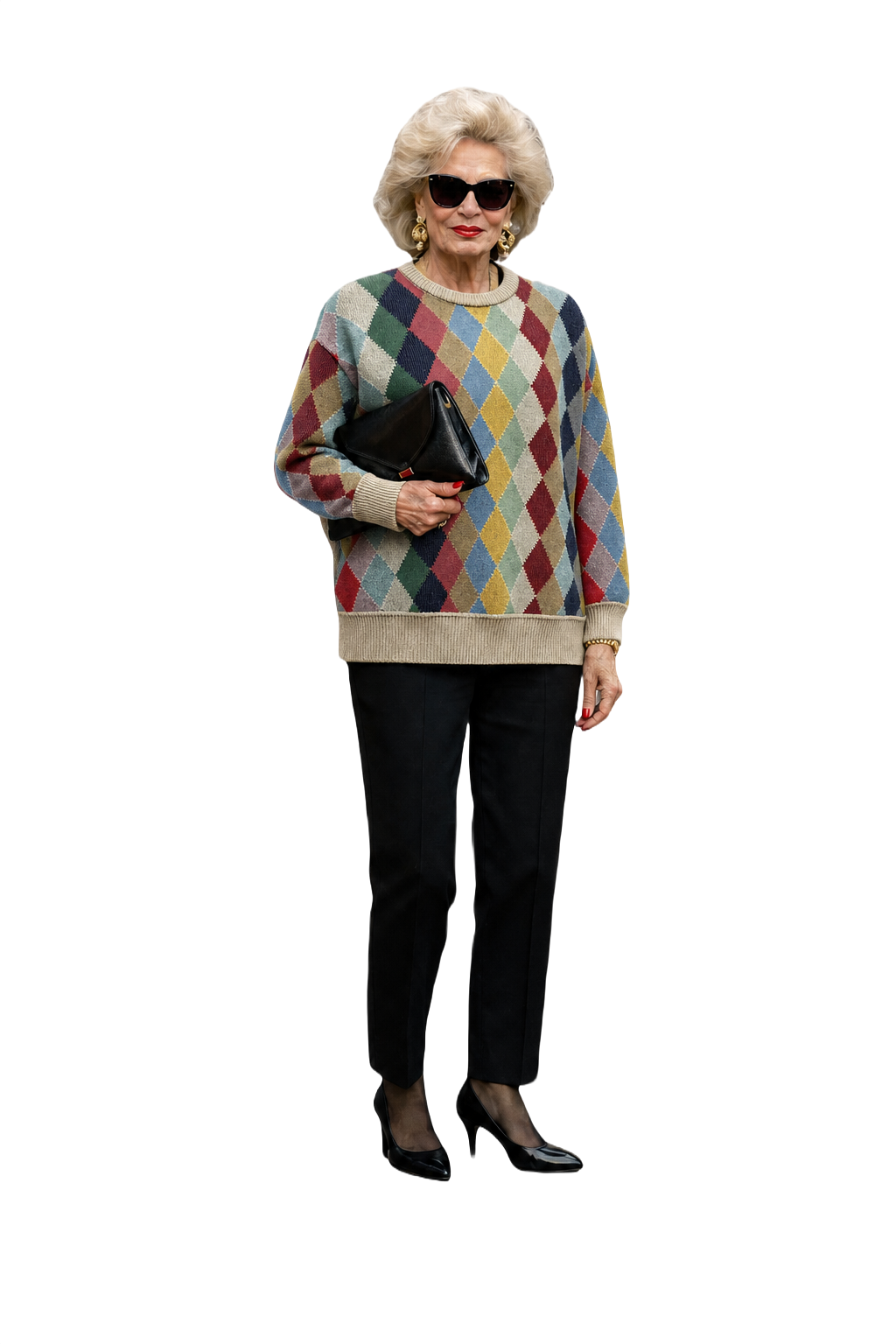 1990s Multicolor Wool Sweater - Model
