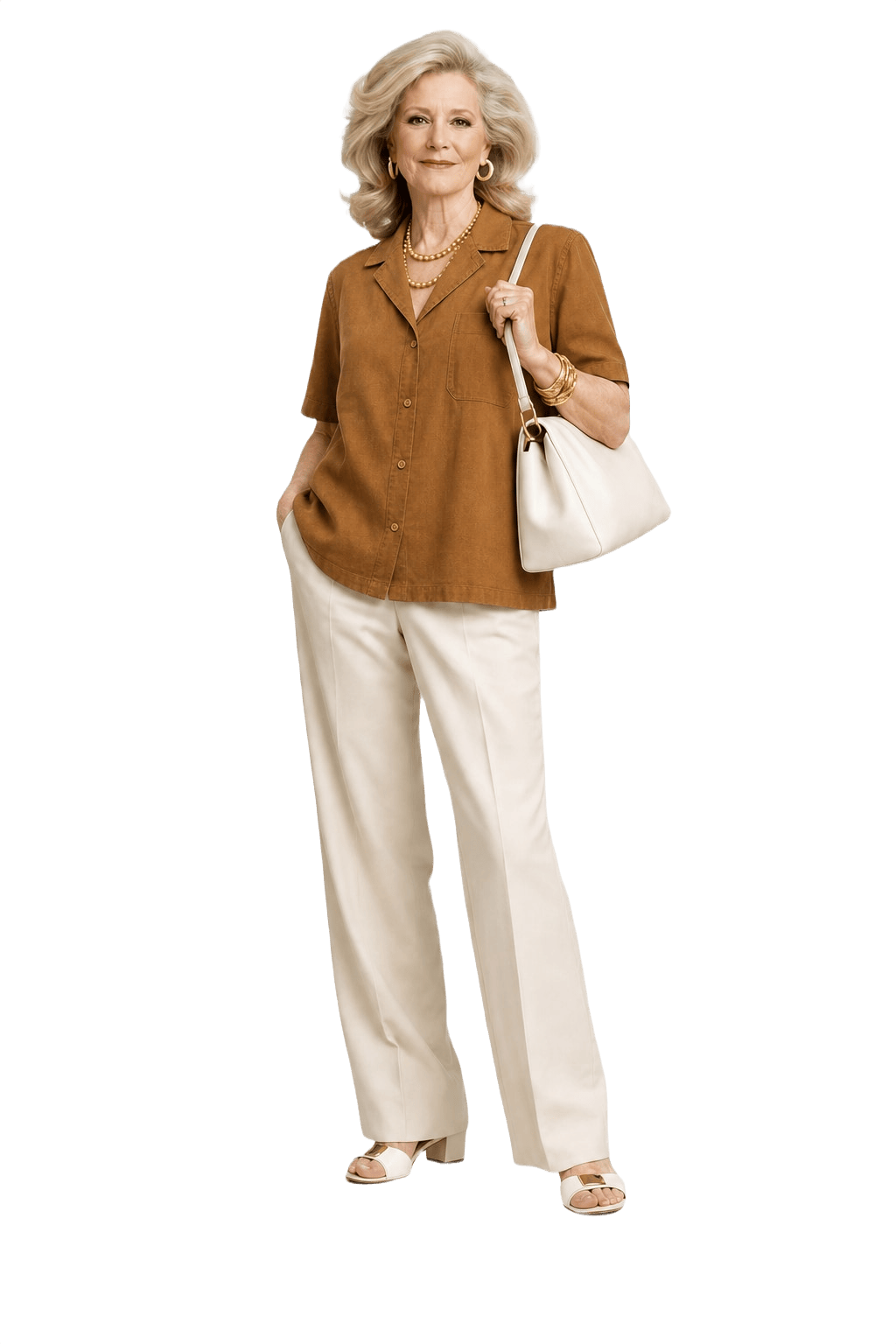 1980s Brown Cotton Blend Shirt - Model