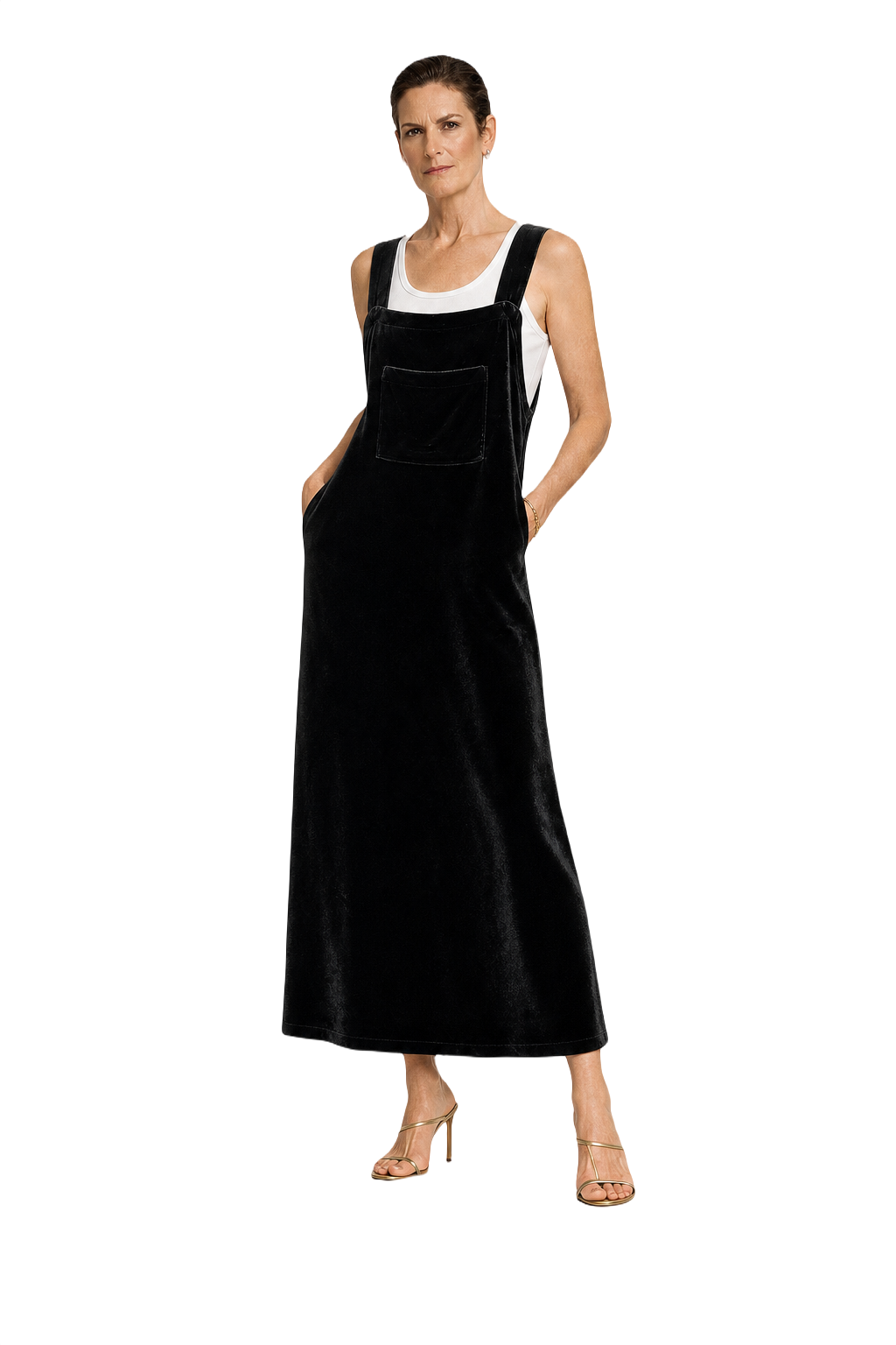 1990s Black Velvet Dress - Model
