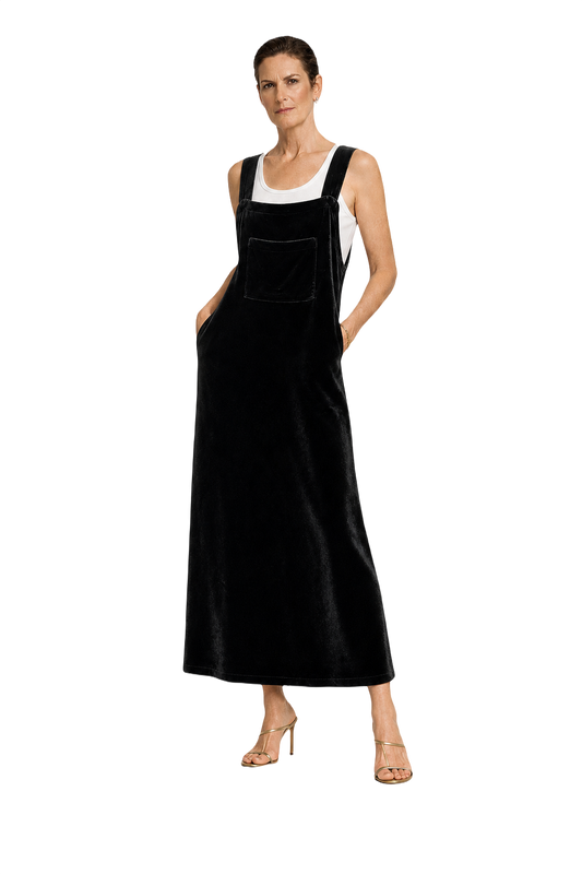 1990s Black Velvet Dress - Model