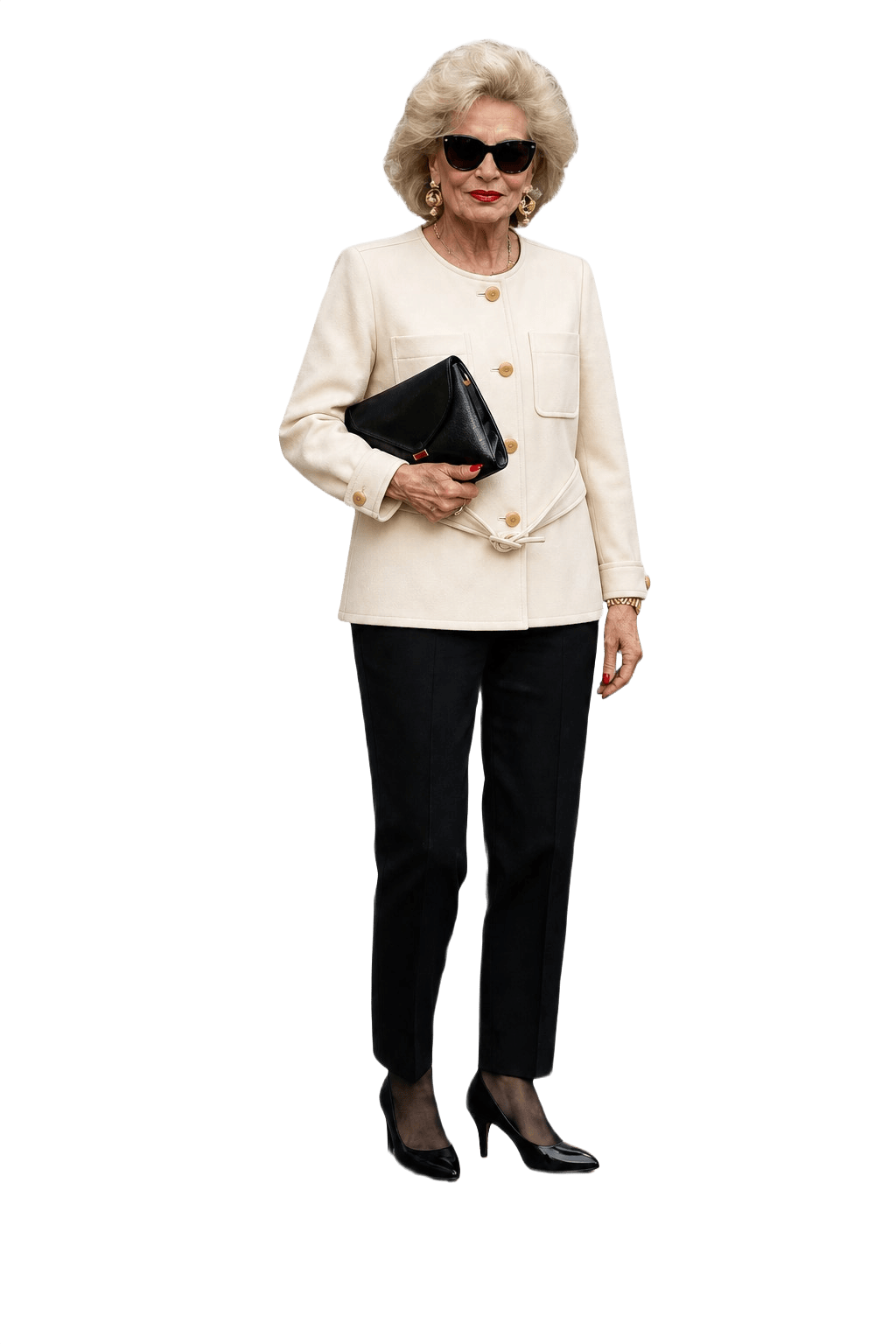 1980s Cream White Wool Blend Jacket - Model
