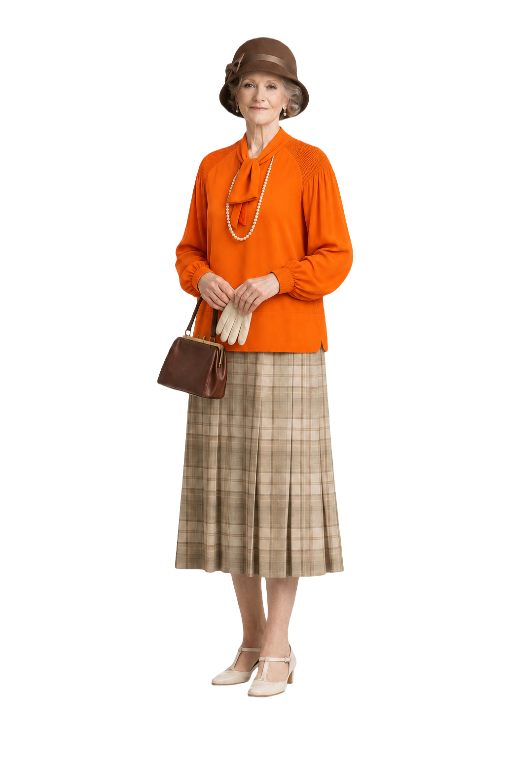 1920s Orange Silk Blouse - Model