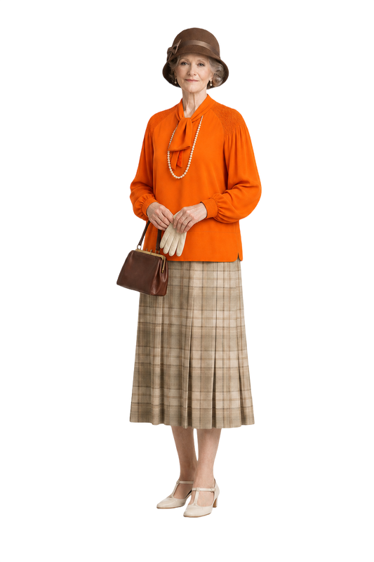1920s Orange Silk Blouse - Model